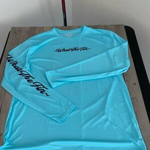 What The Fin Mens Performance Stretch Long Sleeve Fishing Shirt Tuna Wave 3XL